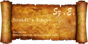 Szoták Edvin névjegykártya